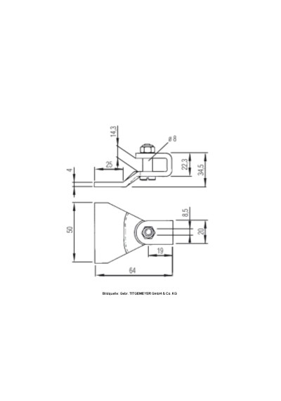 Lagerbügel mit Achse ST-1 / ST-2 Gasdruckfeder GETO LIFT